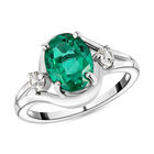 Smaragd-Triplett-Quarz und weißer Zirkon-Ring, 925 Silber platiniert  ca. 2,88 ct image number 3