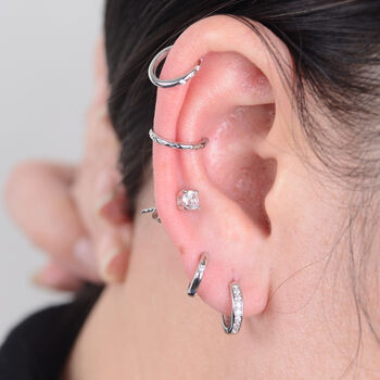 5er- Set wei&szlig;e Zirkonia-Ohrringe, 925 Silber rhodiniert ca. 1.24 ct