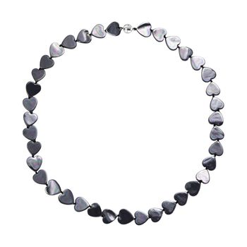 Pfaufarbene Herz Muschelkernperle 50cm Halskette