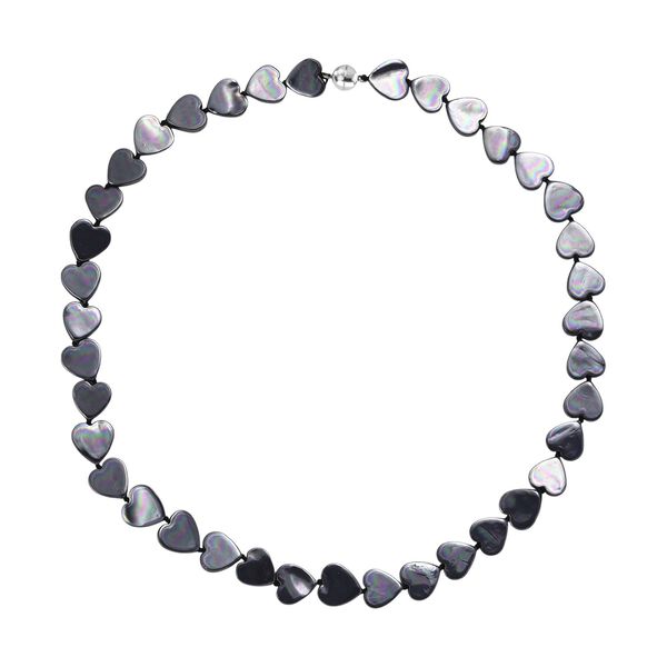 Pfaufarbene Herz Muschelkernperle 50cm Halskette image number 4