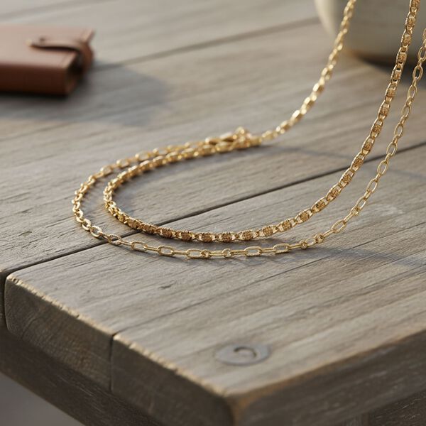 DESIGNER INSPIRIERT - 2er Fancy Ketten Set mit 5 cm Extender, Goldfarben image number 2