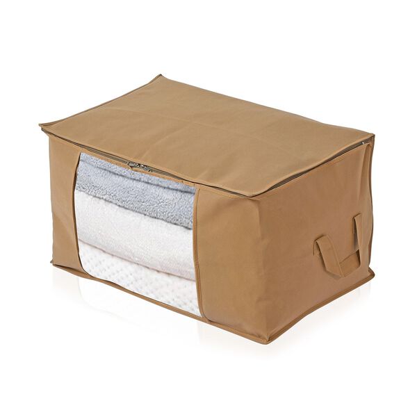 Aufbewahrungsboxen Set aus 3, Sichtfenster, 60 x 30 x 45 cm, Beige image number 3