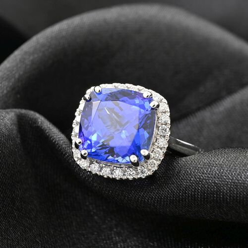 Rhapsody AAAA Tansanit, Weißer Diamant Ring 950 Platin (Größe 16.50) ca. 4,00 ct image number 1