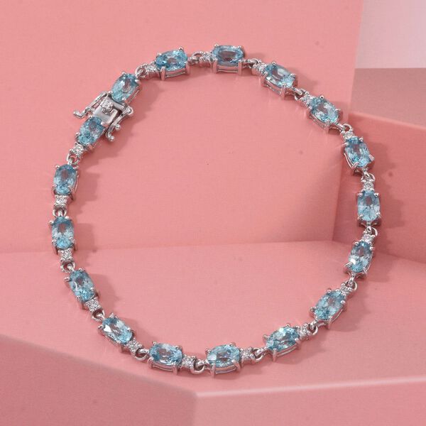 AA Blauer Zirkon, Lab Grown Diamant Armband ca. 19 cm 925 Silber rhodiniert ca. 14,72 ct. image number 1