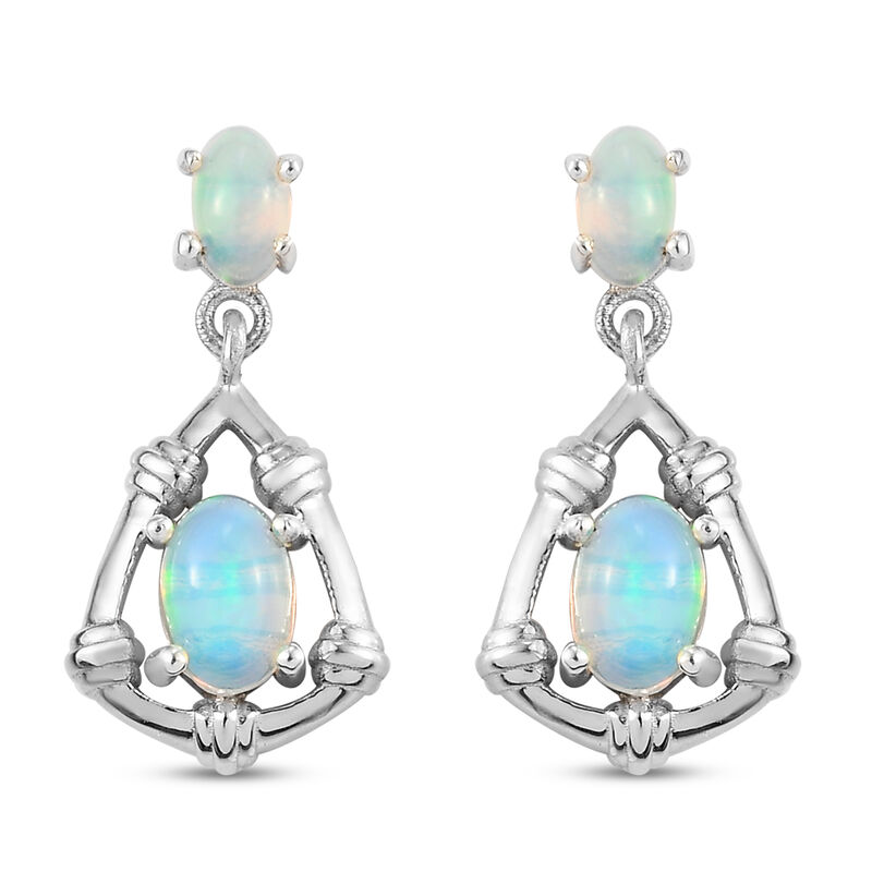 Natürlicher Äthiopischer Opal Ohrringe 925 Silber platiniert ca. 1.13 ct image number 0