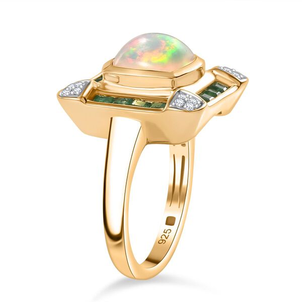 AA Natürlicher, äthiopischer Welo Opal, Kagem sambischer Smaragd und Zirkon-Ring - 2,63 ct. image number 5