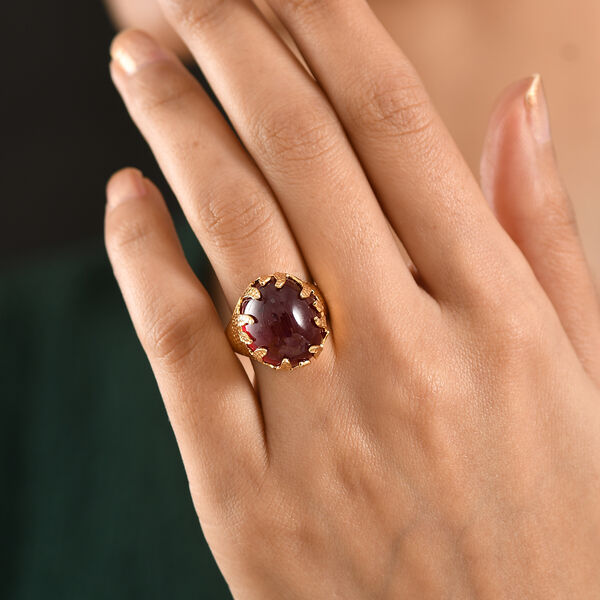 D'Joy - Flamme der Liebe Afrikanischer Rubin (Fissure gef&uuml;llt) Ring 925 Silber 750 Gelbgold Vermeil (Gr&ouml;&szlig;e 18.00) ca. 26.99 ct image number 3