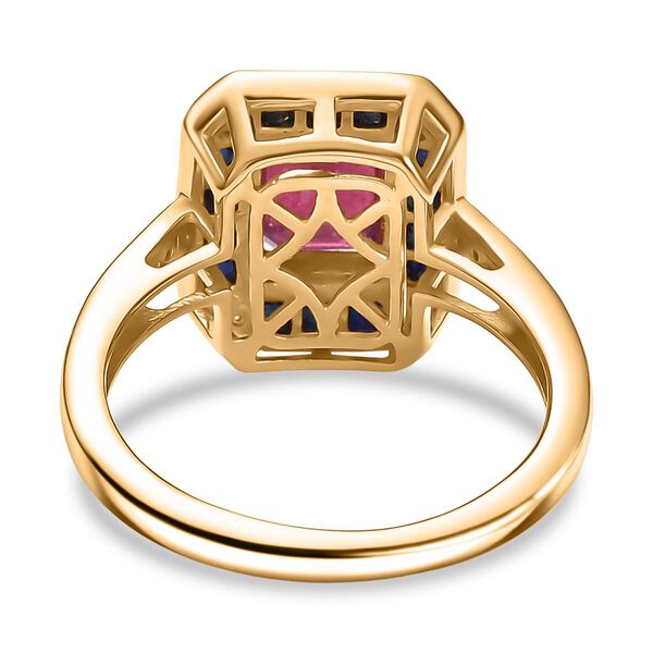 Djoy AA Afrikanischer Rubin (Fissure gef&uuml;llt), Blauer Saphir Ring 925 Silber 750 Gelbgold Vermeil (Gr&ouml;&szlig;e 17.00) ca. 3,15 ct image number 6