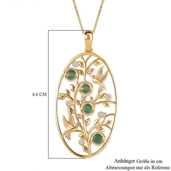 Kagem sambischer Smaragd und Zirkon-Anh&auml;nger mit 50cm Kette - 1 ct. image number 6