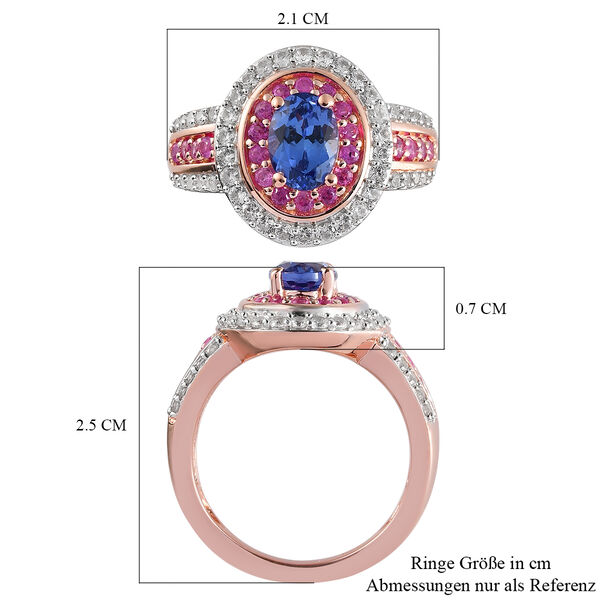 Tansanit, rosa Saphir und Zirkon Ring - 2,01 ct. image number 7
