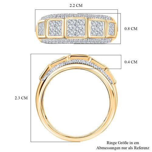 LUXURIANT DIAMOND - Lab Grown Diamant SI-GH SGL zertifiziert Ring, 925 Silber 750 Gelbgold Vermeil (Größe 17.00) ca. 1,00 ct image number 6