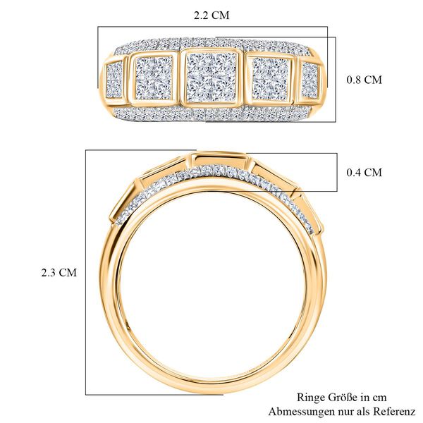 LUXURIANT SGL zertifizierter SI-GH Labor Diamant Ring, 925 Silber 750 Gelbgold Vermeil - 1 ct. image number 7