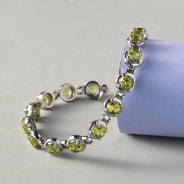 Nat&uuml;rliches Peridot-Armband, 19 cm, Edelstahl, ca. 8,62 ct image number 2