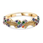 Lustro Stella Roter Zirkonia, Gr&uuml;ner Zirkonia Ring 925 Silber vergoldet (Gr&ouml;&szlig;e 17.00)