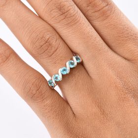 Djoy AA Betroka Blauer Apatit Meeresrauschen Ring 925 Silber rhodiniert (Größe 20.00) ca. 0.99 ct
