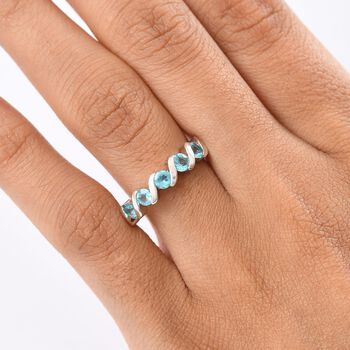 Djoy AA Betroka Blauer Apatit Meeresrauschen Ring 925 Silber rhodiniert (Gr&ouml;&szlig;e 20.00) ca. 0.99 ct