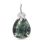 Viktorianische Blüte - Sibirischer Seraphinite Anhänger, 925 Silber rhodiniert ca. 11.21 ct