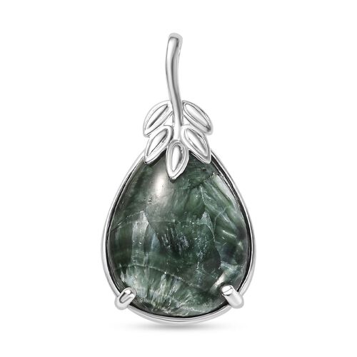 Viktorianische Blüte - Sibirischer Seraphinite Anhänger, 925 Silber rhodiniert ca. 11.21 ct image number 0