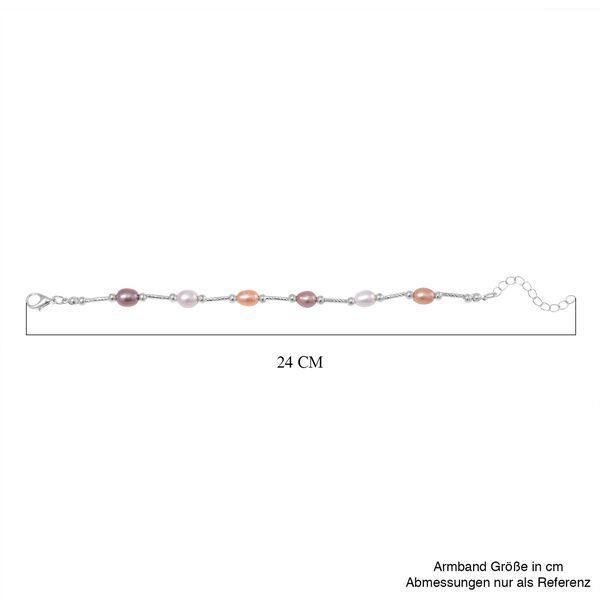 Mehrfarbiges Süßwasser Perle Armband, flexibel, Messing image number 4