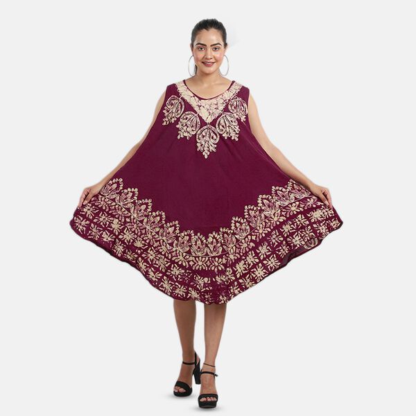 Luftiges Sommerkleid, 100% Viskose, Einheitsgr&ouml;&szlig;e Weinrot image number 4