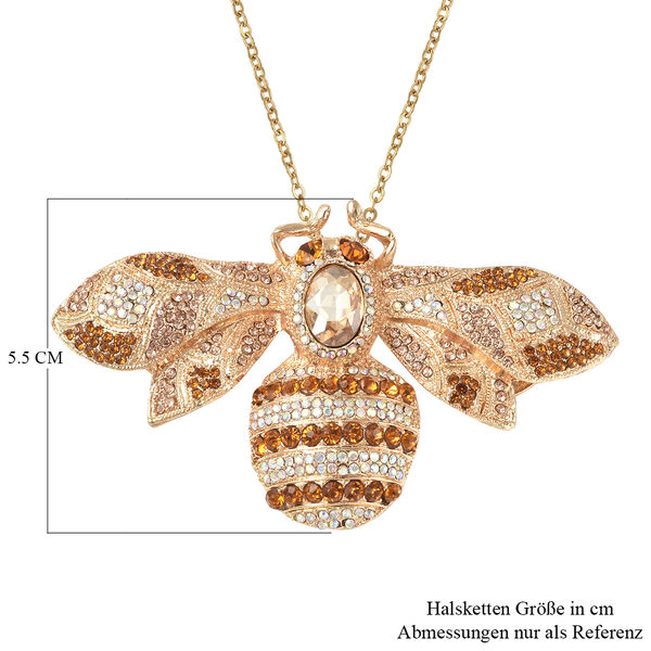 Champagner Glas und mehrfarbiger Kristall Honigbienen-Anh&auml;nger mit Kette, ca. 60 cm, goldfarben ca. 6,00 ct image number 6