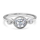 Moissanit Ring, 925 Silber rhodiniert (Größe 19.00) ca. 1.00 ct