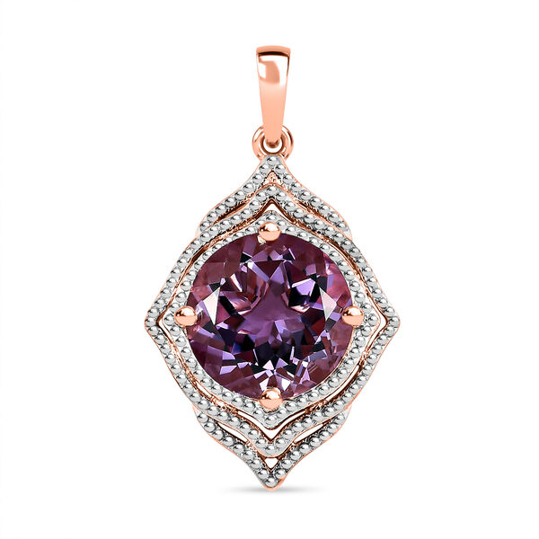 AAA Rose De France Amethyst Anh&auml;nger, 925 Silber ros&eacute;vergoldet ca. 6.02 ct