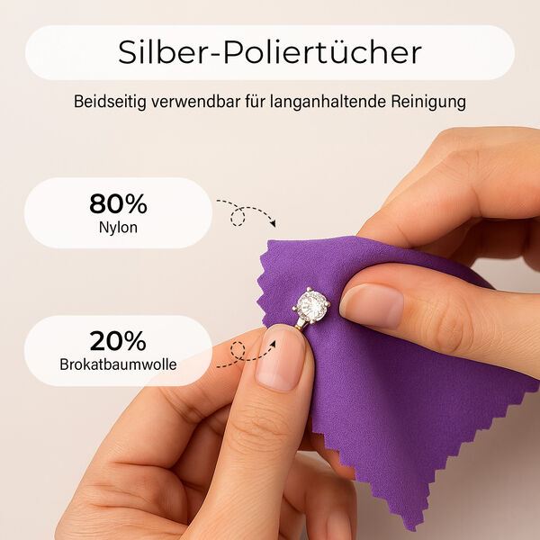 3-schichtige Schmuckbox aus Samt mit 5 Silberputztüchern in Lila, 24,5x17x11,5cm image number 4