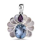 D'Joy Himmelblauer Topas, Afrikanischer Amethyst Anhänger 925 Silber Standard