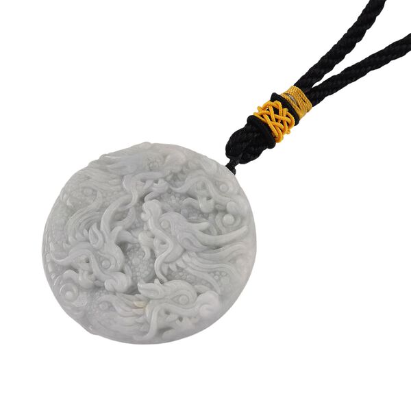 "One piece  approx 45mm carving Double dragon  Burmese Type A Natural Jadeit hanging d&eacute;cor  " image number 2