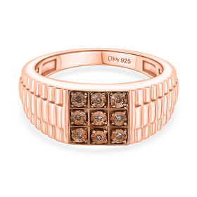 D'Joy Natürlicher Champagner Diamant Ring 925 Silber rosévergoldet (Größe 17.00)