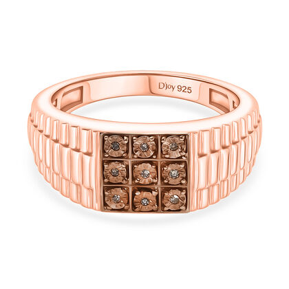 D'Joy Nat&uuml;rlicher Champagner Diamant Ring 925 Silber ros&eacute;vergoldet (Gr&ouml;&szlig;e 19.00)