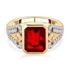 Purpurroter Feuer-Opal, weißer Zirkon Ring, 925 Silber Gelbgold Vermeil (Größe 19.00) ca. 2.69 ct