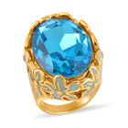 Blauer Kristall Ring, Reiner Edelstahl emailliert (Größe 16.00)