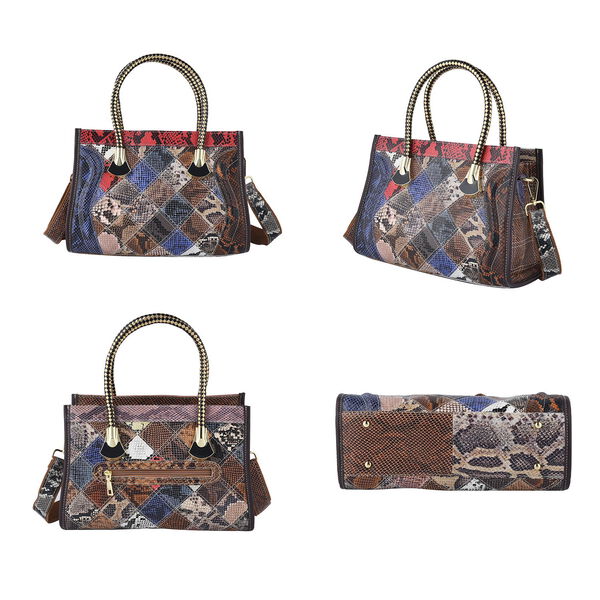 2er-Set Crossbody Tasche und Clutch aus 100% echtem Leder, Gr&ouml;&szlig;e 33x11x21,5 cm und 14x10x3,81 cm, rot und blau image number 4