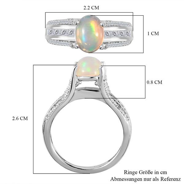 Natürlicher, äthiopischer Welo Opal, Weißer Zirkon Ring 925 Silber rhodiniert (Größe 17.00) ca. 2.06 ct image number 8