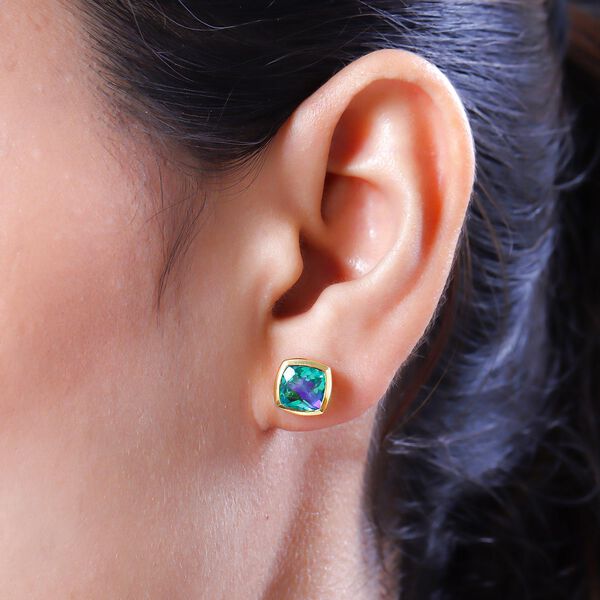 Pfau Triplett Quarz-Ohrringe, 925 Silber vergoldet ca. 3,46 ct image number 3