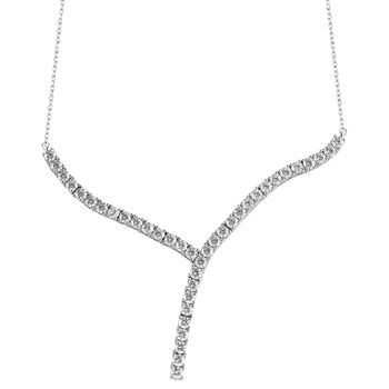 LUSTRO STELLA Hergestellt mit Feinster ZIRKONIA Halskette 45 cm lange 925 Silber platiniert ca. 9,94 ct