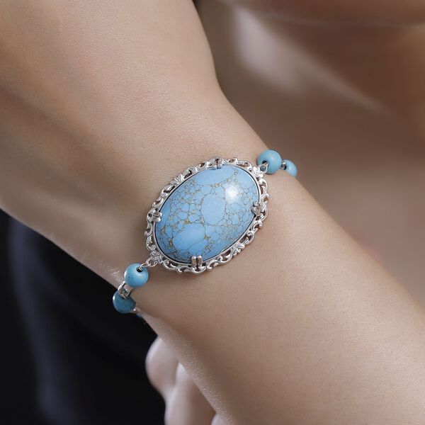 Blaues Türkis Armband, 16,5 cm - 35,09 ct. image number 2