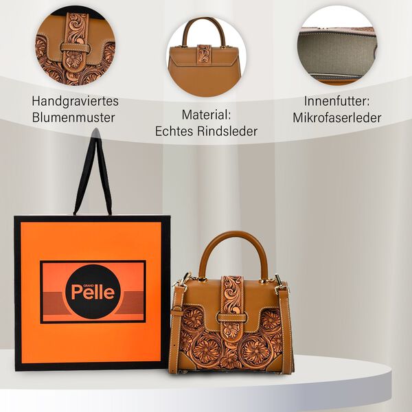 Grand Pelle  - Echtleder Handtasche, braun image number 3