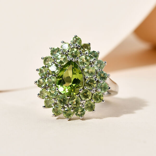 Natürlicher Peridot Ring 925 Silber platiniert  ca. 4,61 ct image number 2