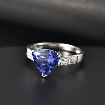 Rhapsody AAAA Tansanit, Wei&szlig;er Diamant Ring 950 Platin (Gr&ouml;&szlig;e 19.00) ca. 3,61 ct