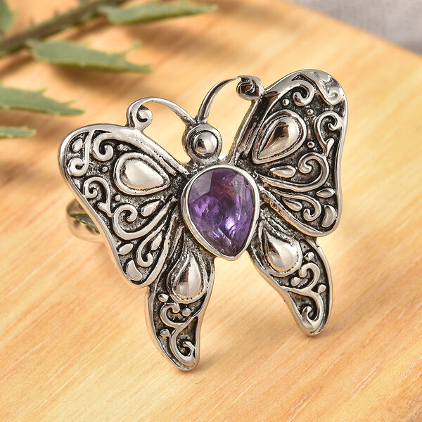Afrikanischer Amethyst Schmetterling-Ring - 2 ct. image number 2