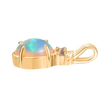 D'Joy AA Nat&uuml;rlicher, &auml;thiopischer Welo Opal, Rosa Saphir Anh&auml;nger 925 Silber vergoldet ca. 1.28 ct