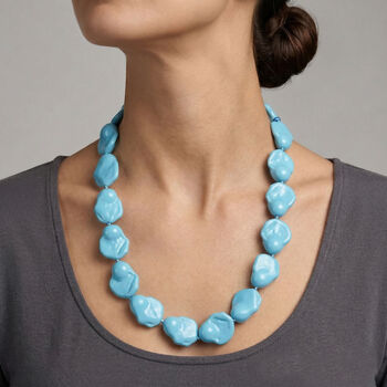 Sleeping Beauty t&uuml;rkisfarbene Fancy Muschelkernperle 50cm Halskette