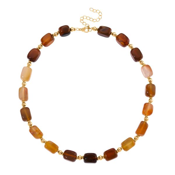 Karneol Halskette, flexibel, vergoldet ca. 300.00 ct image number 3