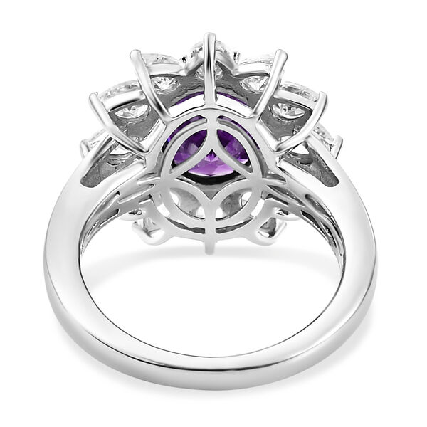 Amethyst und weißer Zirkonia-Ring, reines Ionenbeschichtetes Messing  ca. 7,26 ct image number 6