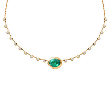 EVER TRUE Smaragd-Quarz Triplette, Wei&szlig;er Topas Halskette ca. 50 cm Nickelfreies Messing ca. 13,76 ct.