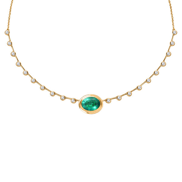 EVER TRUE Smaragd-Quarz Triplette, Wei&szlig;er Topas Halskette ca. 50 cm Nickelfreies Messing ca. 13,76 ct.