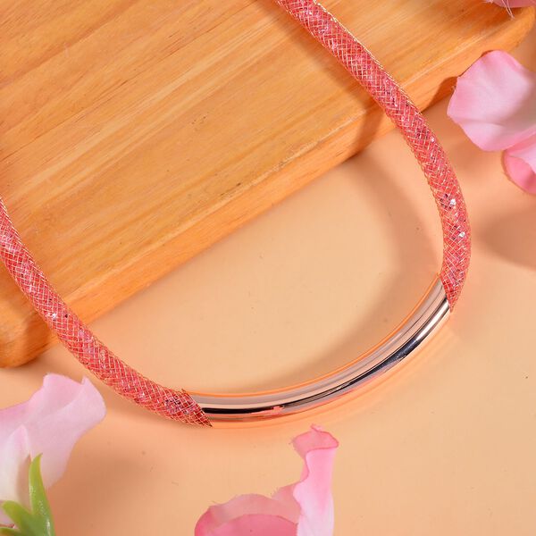 Rosa Kristall Halskette ca. 48 cm Messing image number 2